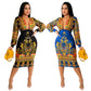 “Dominique” Deep V Midi Dress